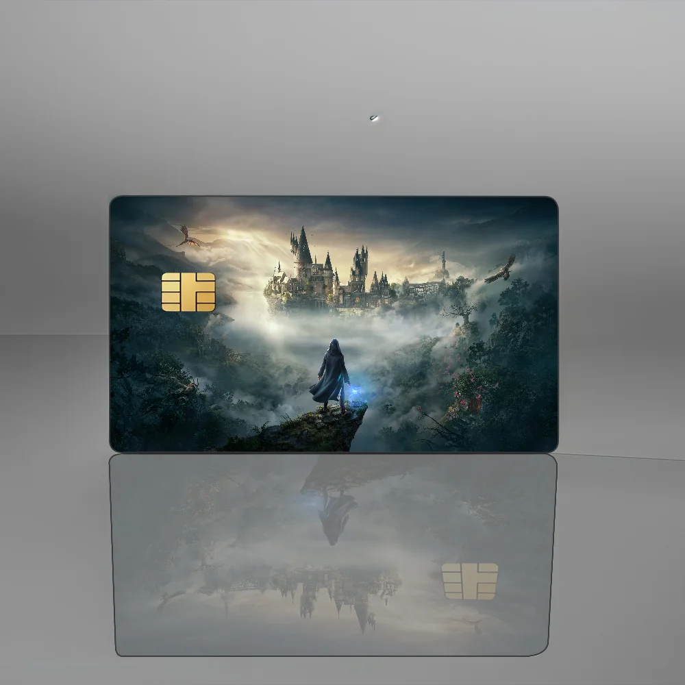 Hogwarts Legacy Game-funda adhesiva con cubierta de película para Chip pequeño, tarjeta de débito de crédito, lado frontal