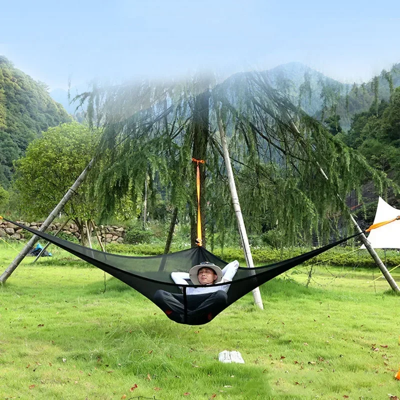 Portable Foldable Outdoor Camping Tourist Hammock Hanging Triangle Mesh Adult Hammock Outdoor Equipment for Camping and Tourism