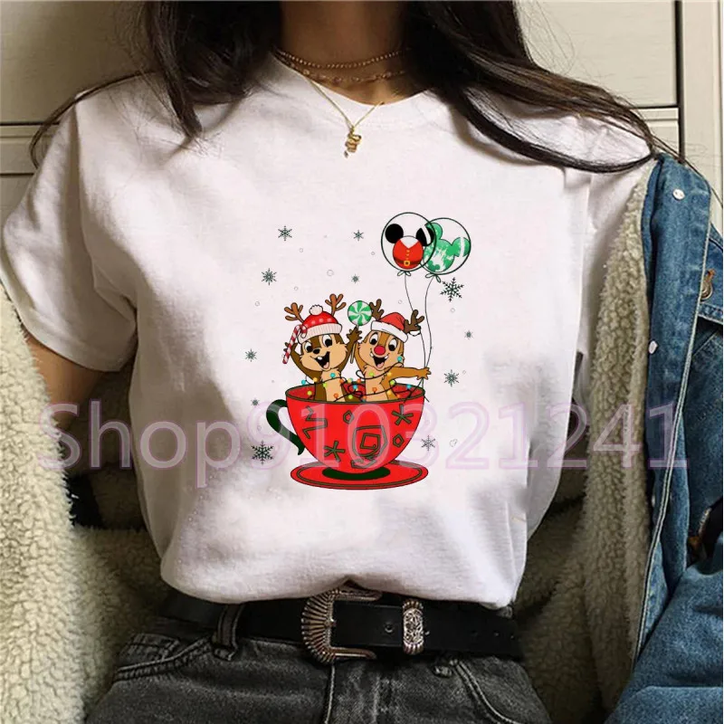 Feliz natal camiseta nova moda chip e dale roupas kawaii presente topos estética tumblr harajuku dos desenhos animados camiseta feminina