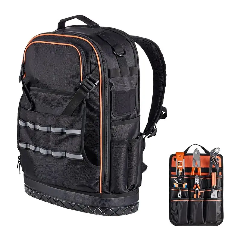 65-Bag Heavy-duty Tool Backpack with Laptop Compartment and Molded Base