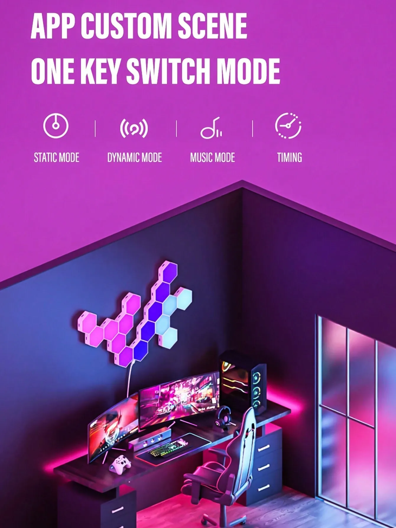 Smart Arrow LED Wall Light: Color-Changing, APP/Remote Control, DIY Shape for Gaming Room & Home Decor