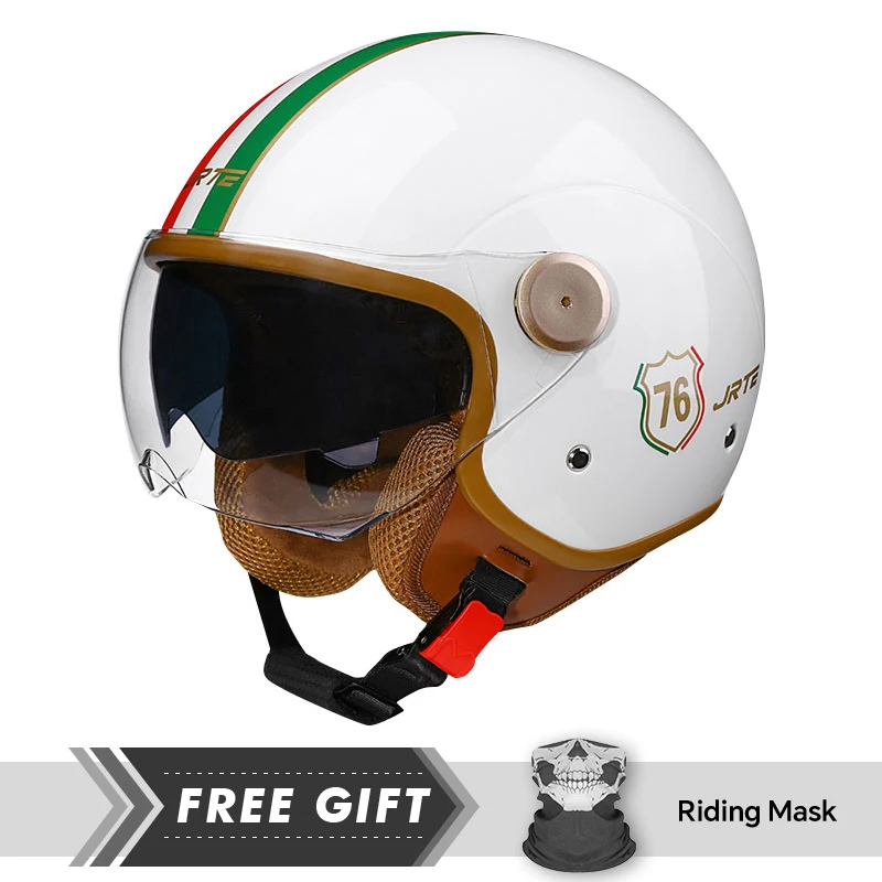 

Retro TT&COCASCOS Motorcycle Helmet Daul Lens Open Face Double Visors Jet Helmet Electric Scooter Motorbike Helmet Moped DOT