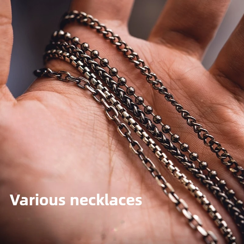 LAUTIE925 argent titane alliage acier inoxydable hommes collier cubain chaîne de clavicule EDC jouet Portable