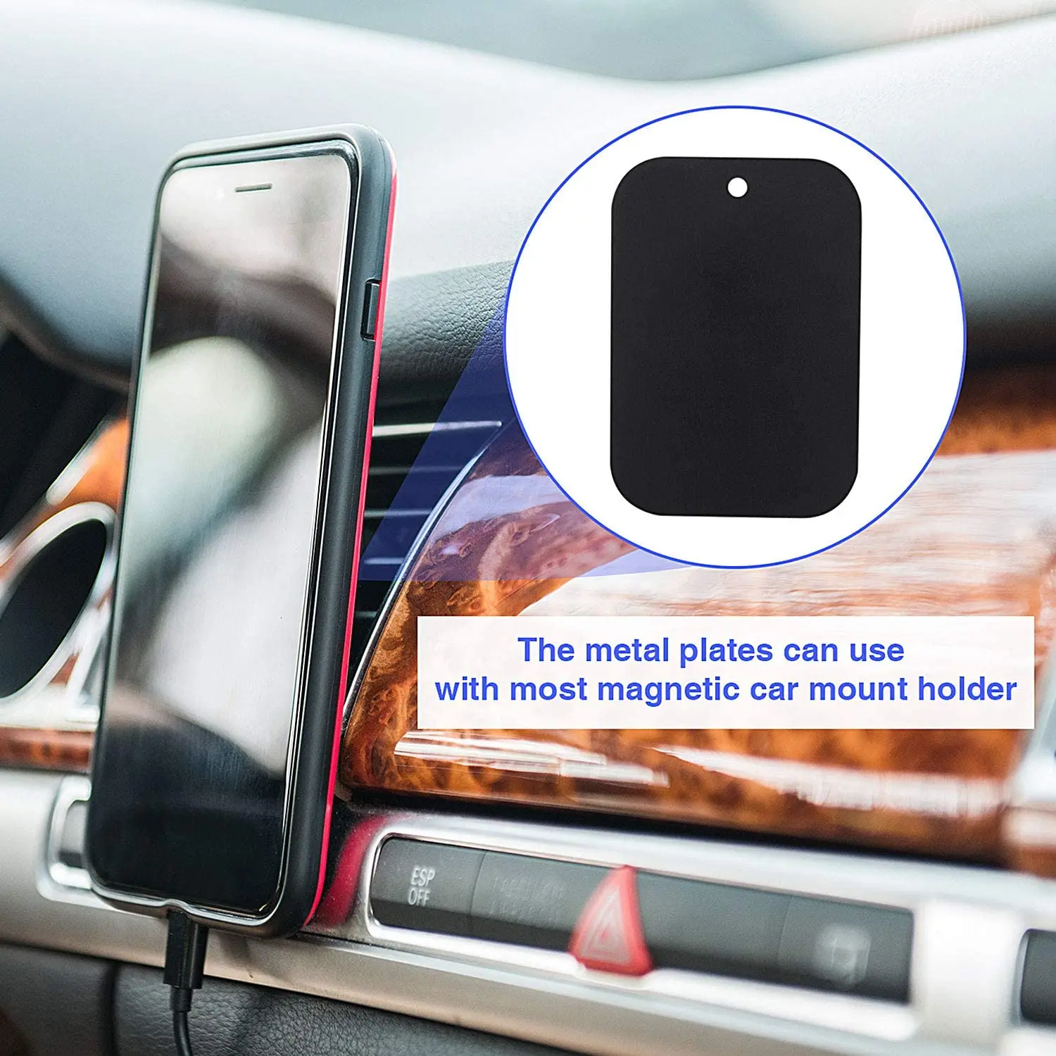 Replacement Mount Black Metal Plates for All Magnetic Car Mounts Cell Phone Tablet Holder Rectangle Round for Your Mount Shape