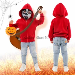 Kids Anime Moive Miguel Cosplay Costumes Boys Red Hoodie Jacket With Terror Mask Halloween Day Of The Dead Costumes For Children