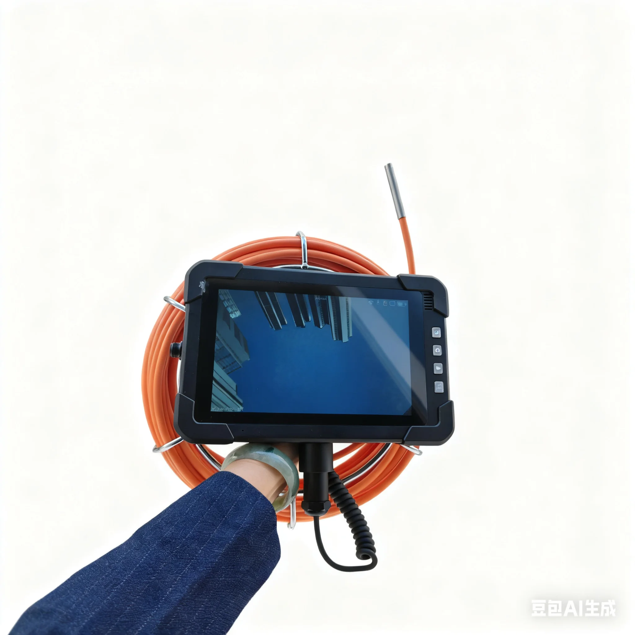 Cámara endoscópica de inspección de pozo de 7 pulgadas, 4K, 8MM, Cable de empuje de 20M