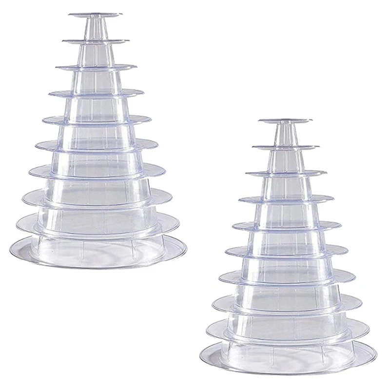 A96Q-2X 10 Tier Cupcake Holder Stand Round Macaron Tower Stand Clear Cake Display Rack For Wedding Birthday Party Decor