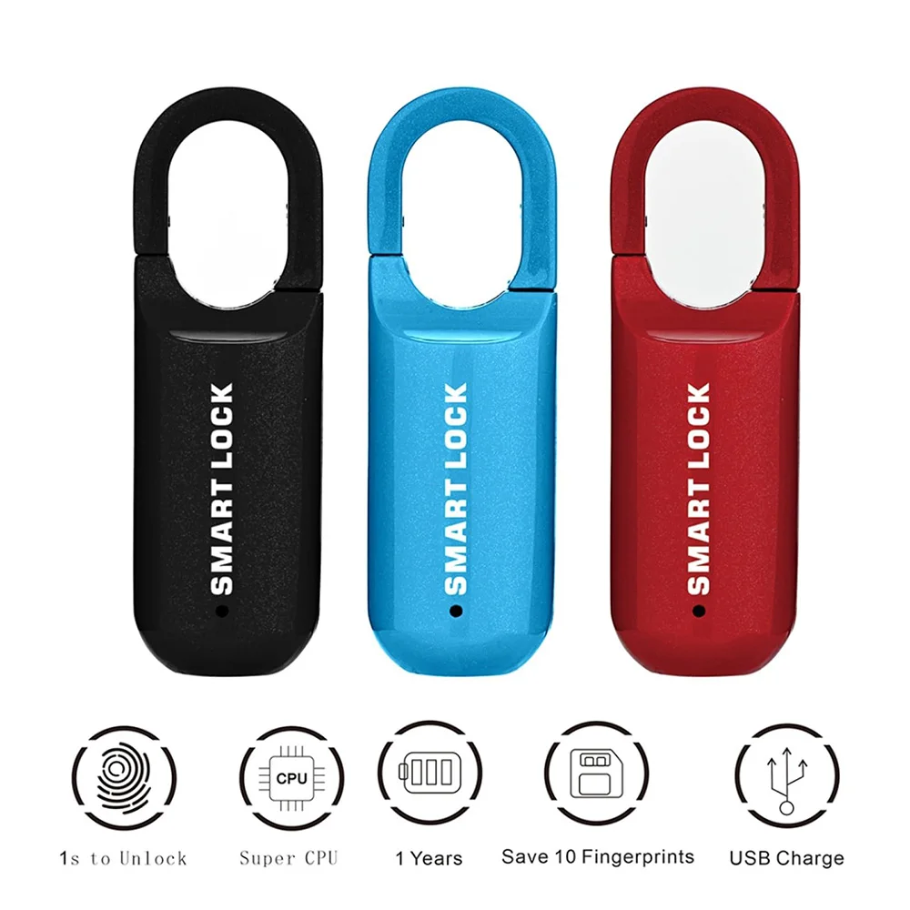 Smart Lock Fingerprint Lock Mini Fingerprint Padlock Smart Touch Fingerprint Door Lock USB Keyless Anti Theft Lock for Travel