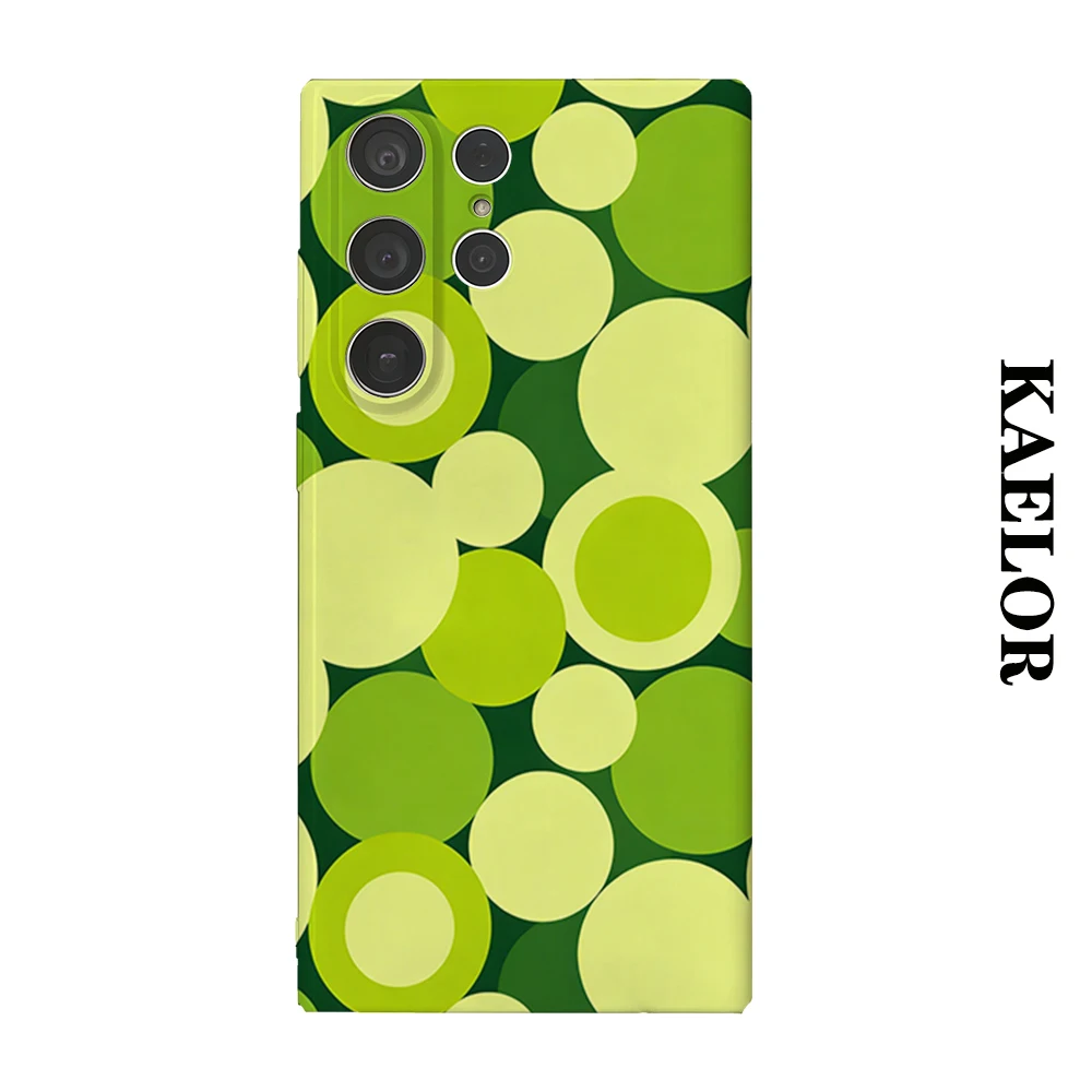 Green Gradient Circle Durable Shiny Double-layer Case for Samsung S26 Ultra S25 S24 S23 Plus Anti-drop Scratch Resistant Cover