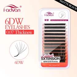 FADVAN Real 6D W lashes 0.07 W Shape Eyelash Extensions C/D/L /M 8-15mm Natural Soft Professional Lash