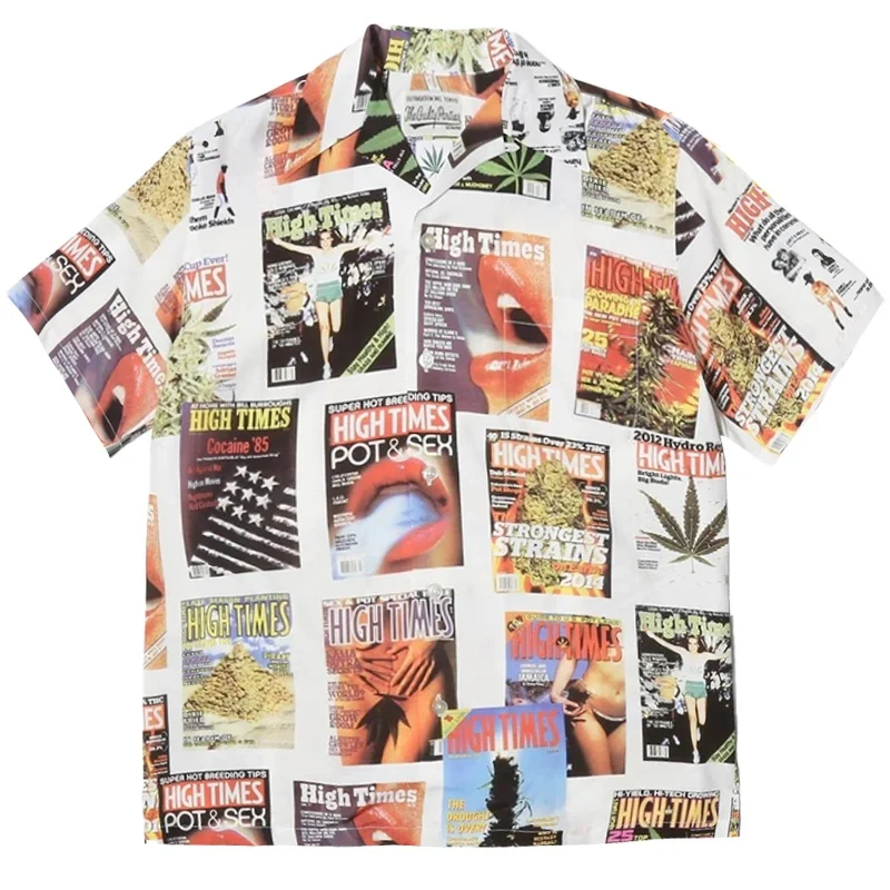 WACKO MARIA Best quality Hatsune Miku Poster Lips Hawaii Short Sleeve Shirt Shirt Summer WACKO MARIA Shirt Tops