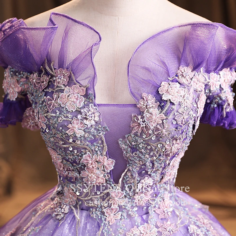 Purple Quinceanera Dresses Appliques Party Dresses Luxury Ball Gowns Performance Costume Custom Occasions Prom Dress Vestidos