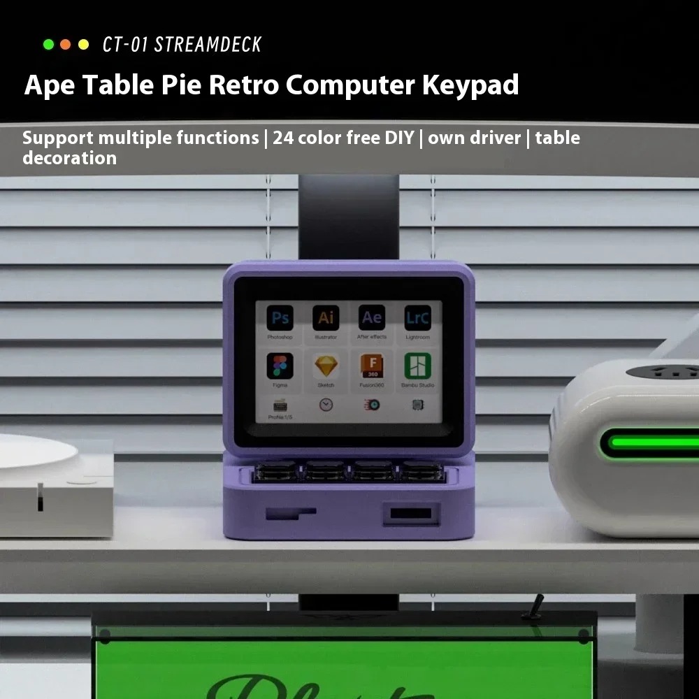 YuanzhuoStyle CT01 Streamdeck-toetsenbordkit Mini-schermconsole Desktop Stream Deck Kit Retro tafeldecoraties Aangepaste geschenken