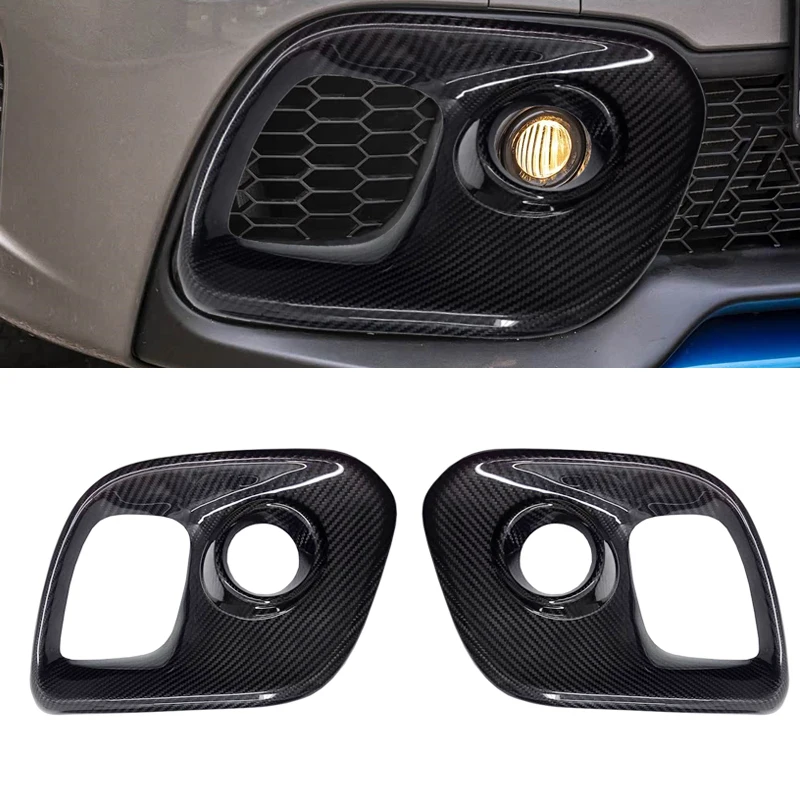 

For Fiat Abarth 2017 2018 2019 2020 2021 2022 2023 Carbon Fiber Car Front Grill Trim Fog Lamp Light Cover Bezel Trim Sticker