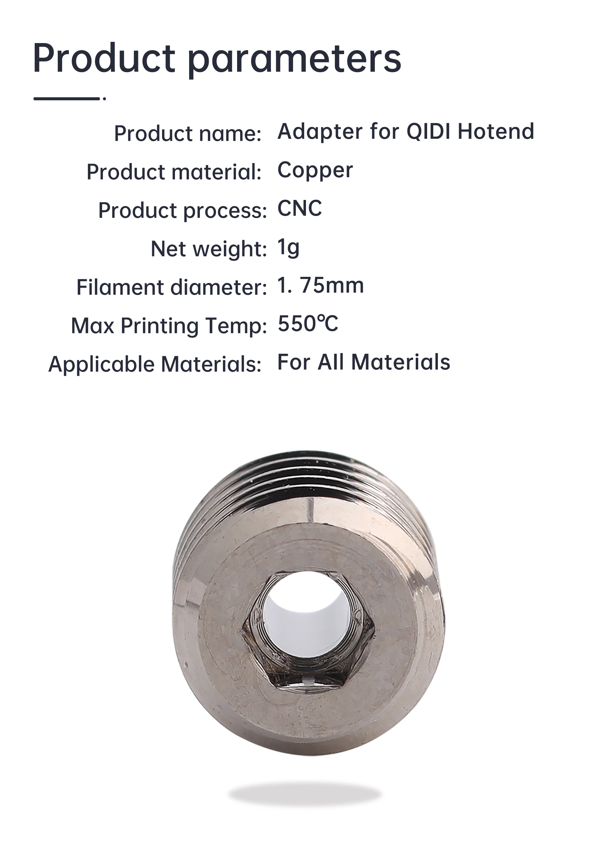 Trianglelab High Flow vergoldete Kupfer-QIDI-Adapter, QIDI 3D-Drucker-Konverter, kompatibel mit V6-Düse – Detail 2