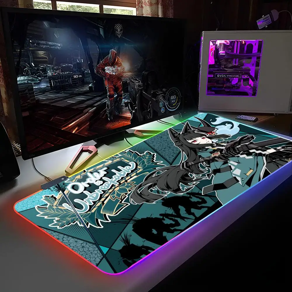 Alfombrilla de ratón ZZZ Gaming Hoshimi Miyabi, alfombrilla de ratón retroiluminada RGB, alfombrilla de ratón para ordenador portátil, Gamer, escritorio de ordenador, accesorios para juegos