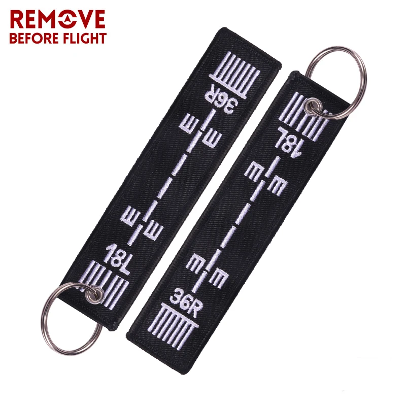 3PCS Black Airway Key Chain 18L36R Embroidery Key Fobs Key Tag For Aviation Gifts Car Key Pendant Keychains Chaveiro