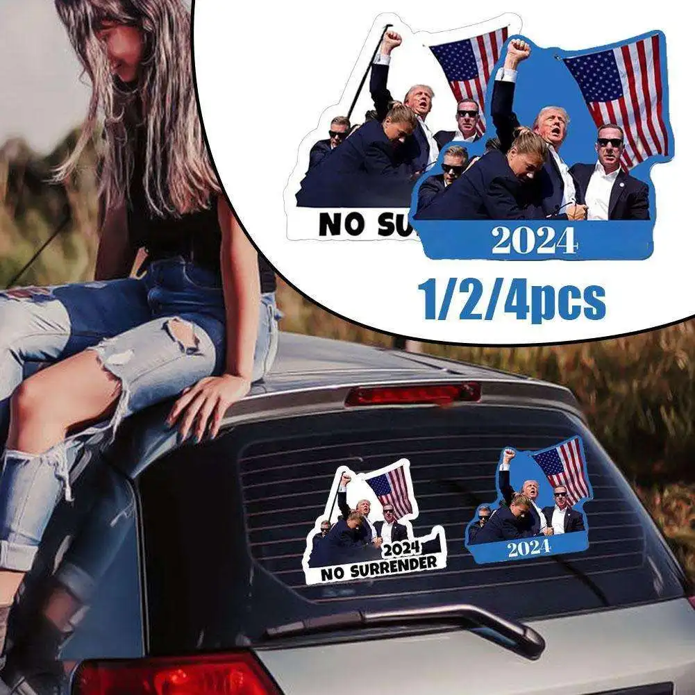 Never-Surrender Car Decals Fight Fist 2024 Stickers Rally USA Sticker 2024 President Stickers Decals S9S2