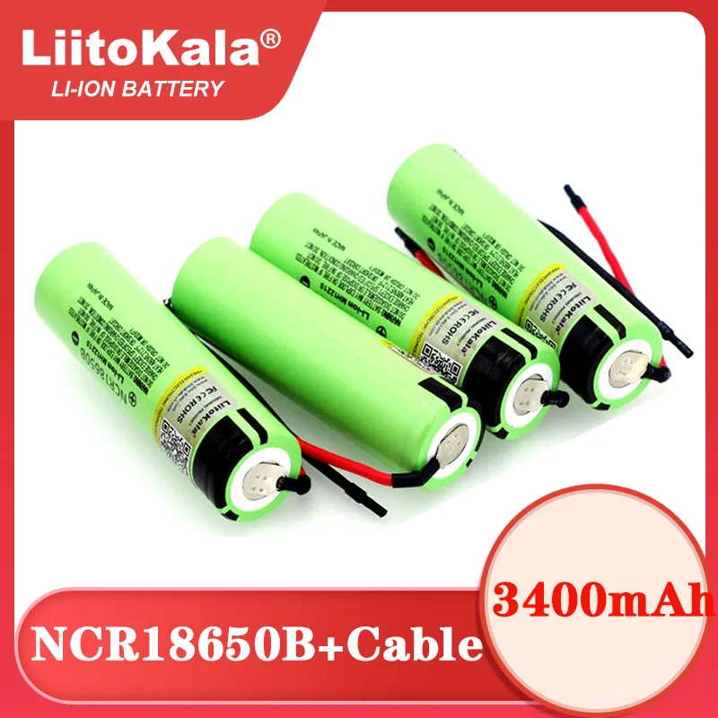 LiitoKala oryginalny NCR18650B 3.7 V 3400 mAh 18650 akumulator litowo-jonowy spawanie kabel z żelem krzemionkowym DIY baterie