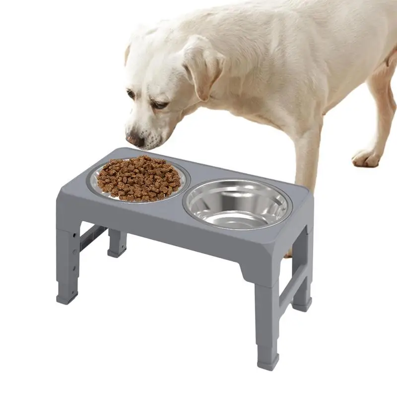 

Stainless Steel Dog Bowls Stainless Steel Dog and Cat Bowl Set with Elevated Stand Height Adjustable Food Water Set with Two