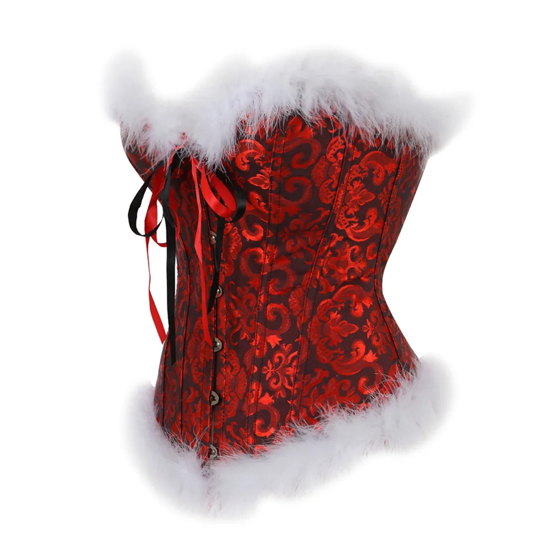 Christmas Lingerie Corset Sexy Christmas Mrs. Claus Costume Bustier Women Overbust Slim Waist Training Cincher Plus Size Corsets