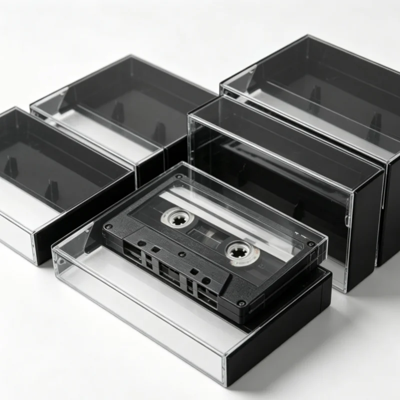 5Pcs Vintage Cassette Tape Storage Box Clear Plastic Audio Tape Organizer Recording Case Dustproof Holder Tape Protection Case