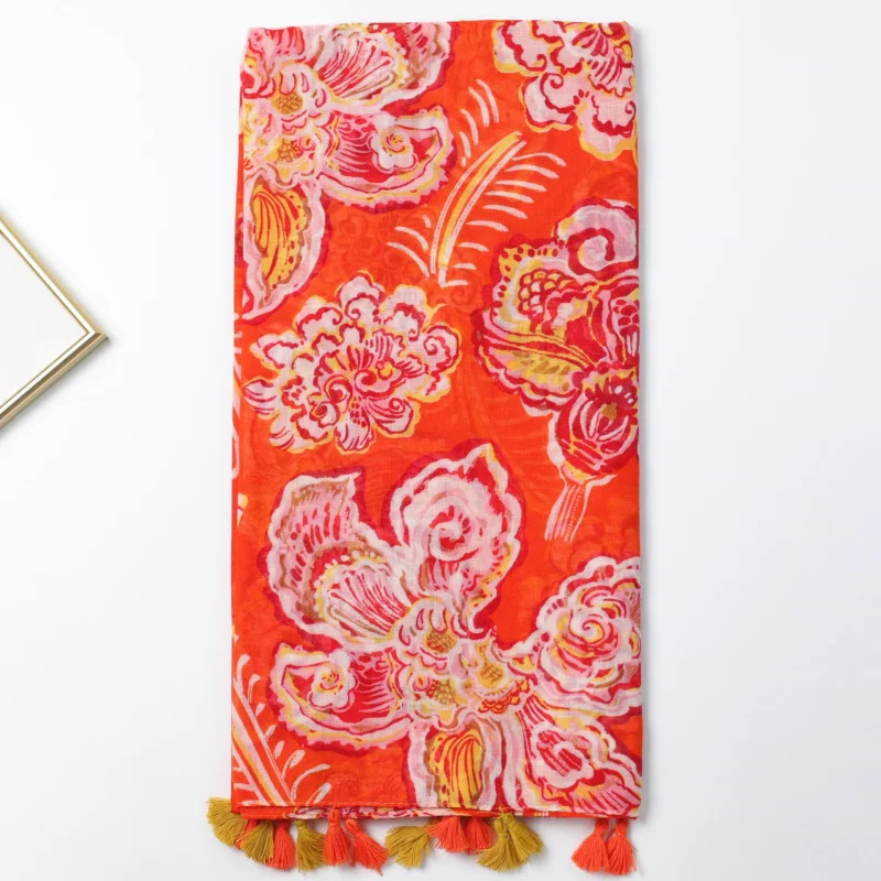 

Красный Dahlia Bali Шелковый длинный шарф с принтом Заводская распродажа Внешняя торговля Трансграничная прямая трансляция Путешествия Отпуск Защита от солнца Wa