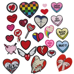 Fabric Embroidered Sewing Fusible Iron On Transfers Patches For Clothing  Thermo Stickers Applique Heart Funny DIY Stitch Stuff