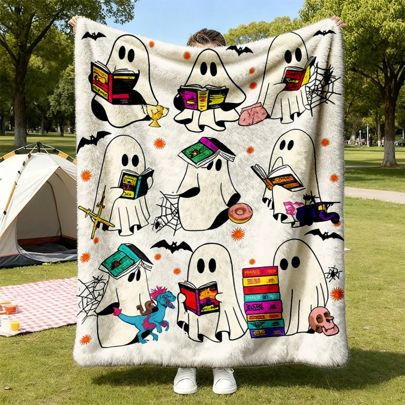 Dungeon Crawler Carl Ghost Book Flannel Blanket, Halloween Dungeon Crawler Flannel Throw, Ghost Book Cozy Blanket