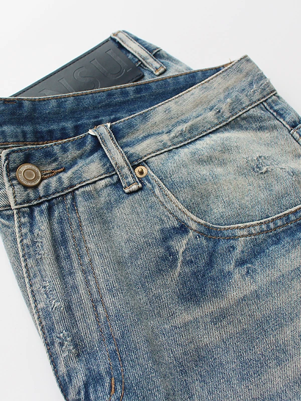 Stonewashed Hellblaue Denim-Jeans für Herren für Frühling und Herbst, lockere, gerade Beinhose, große Größe, trendige, lässige, vielseitige Hose