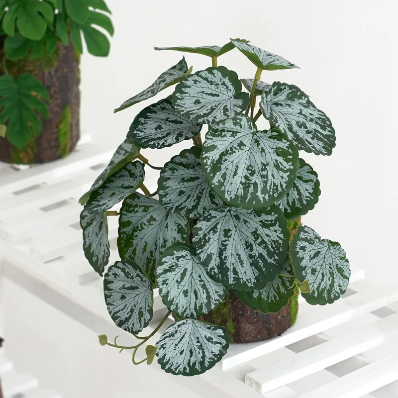 Artificial Plants 3D Printing Turtle Back Leaf Wedding Floral Simulation Green Plant Fake Leaves Home Balcony Garden Decoration