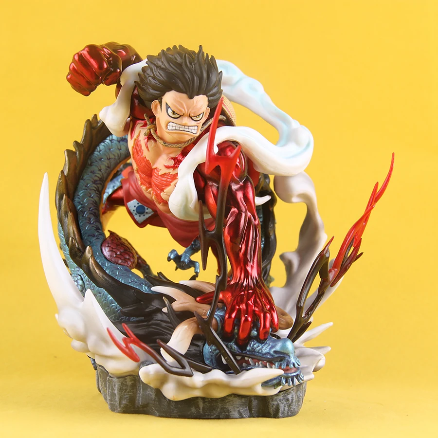 14cm Pirate King GK MKEGZ Lufei VS Keduo Dragon-shaped four-gear Overlord color handmade model ornament sculpture gift