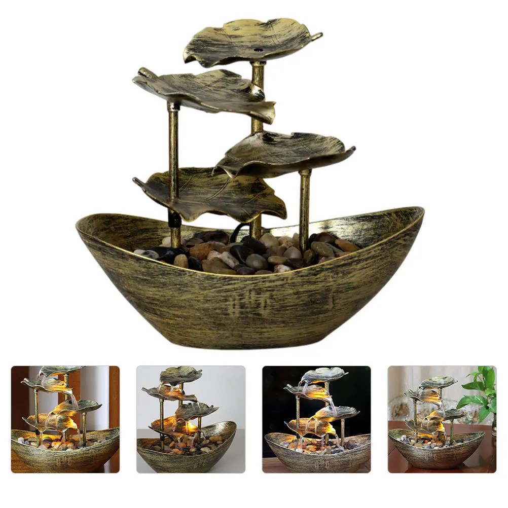 

Premium Tabletop Fountain with Lotus Leaf Ingot Design Running Water Layout for Office Home Decor Desktop Waterfall Ornament