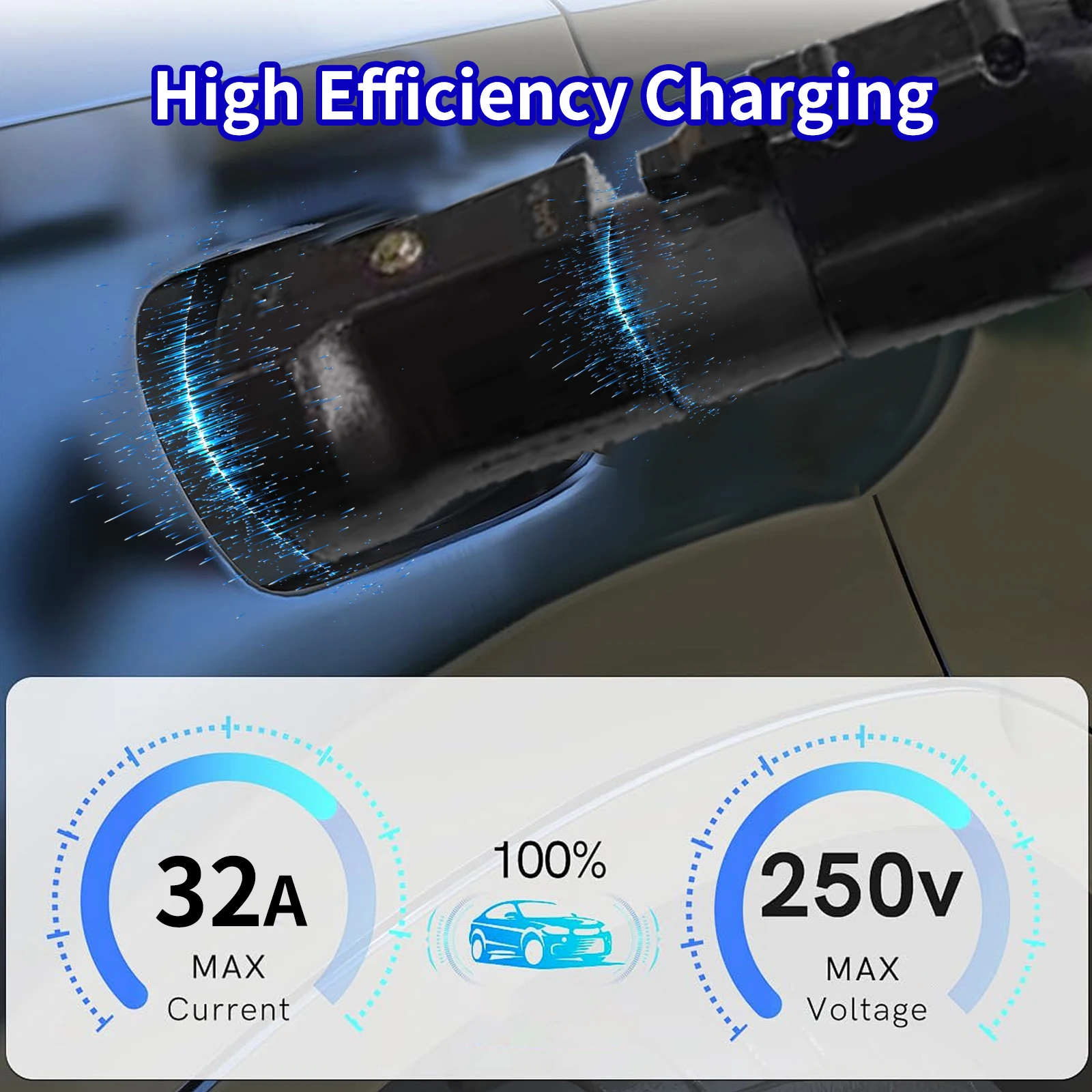 SUSUTOO-EV Adaptador de carregador, J1772 para IEC62196, Tipo 1 para Type2, 32A, 1Phase, 7.2kw Max, Carregador Conversor