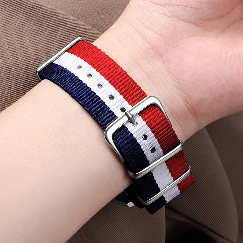 16mm 18mm 20mm 22mm Nylon Army Sports Fabric Belt Watch Strap for Samsung Galaxy Watch 6/5/4/3 for Women Men Universal Bracelet image 6