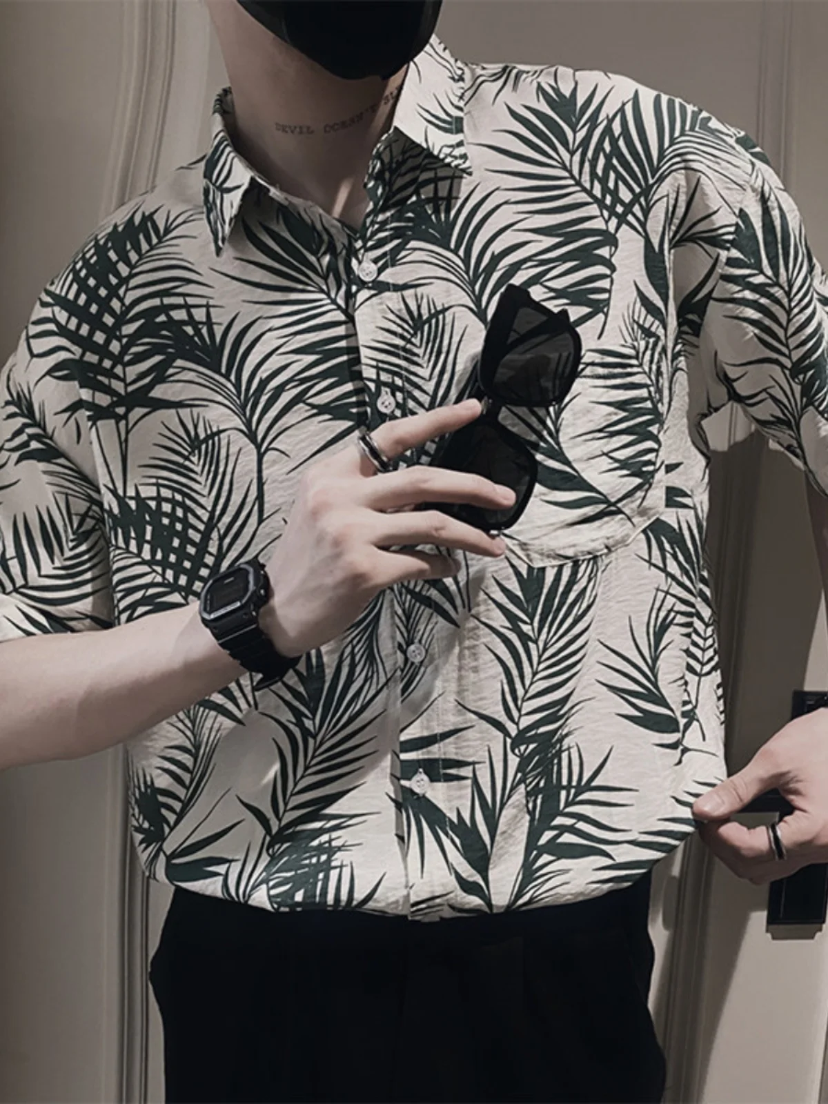 

Hawaii Beach irt Men's ort Sve Thin Ice Silk irt Summer Lightweight Printed Casual irt for Beach Vaion