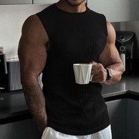 Summer Mens Slim Fit Sport Sleeveless Shirt Gym Clothing Tank Top Quick Dry Breathable Workout Vest for Fitness Running Training