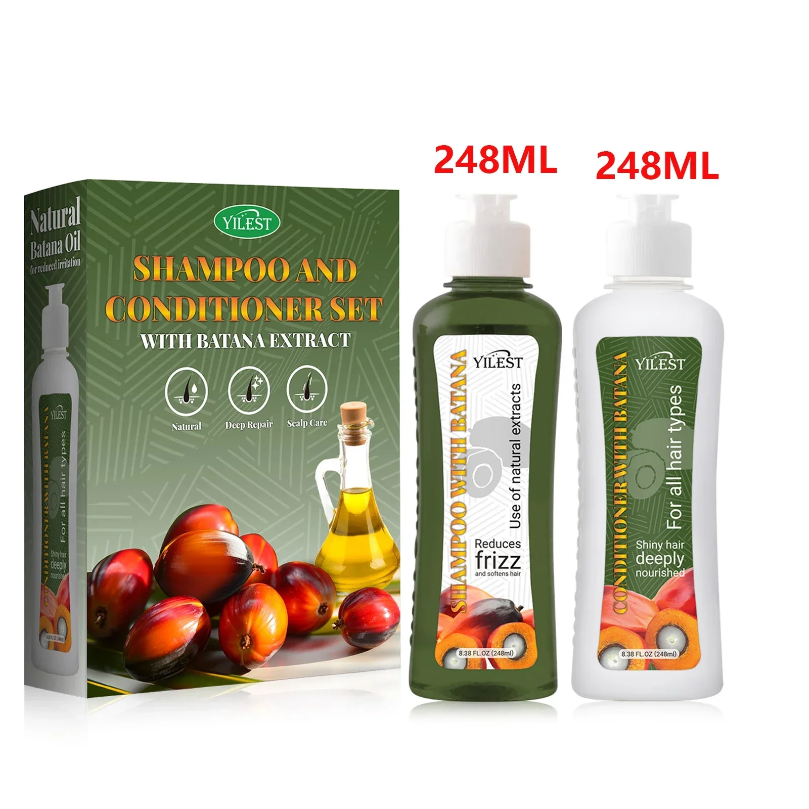 

Batana Oil Shampoo Conditioner Set Cleansing Dandruff Oil Control Hair Strengthens Anti Loss Restore Damaged Hair Growth Shampoo