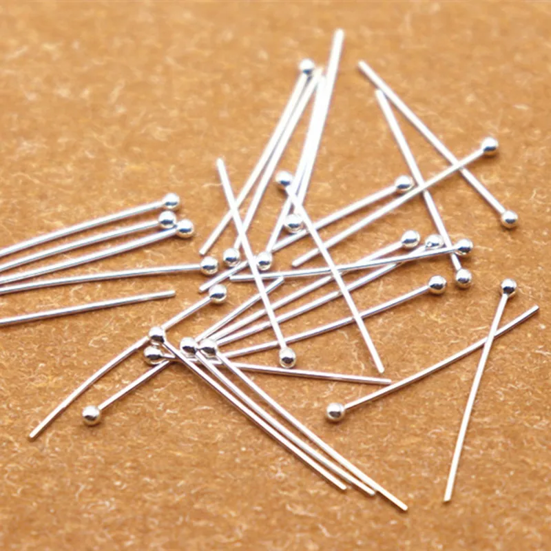 Solid 925 Sterling Headpin Needles with Ball 0.5mm Earring Dangle Pendants DIY Jewelry Findings Accessories 1PC