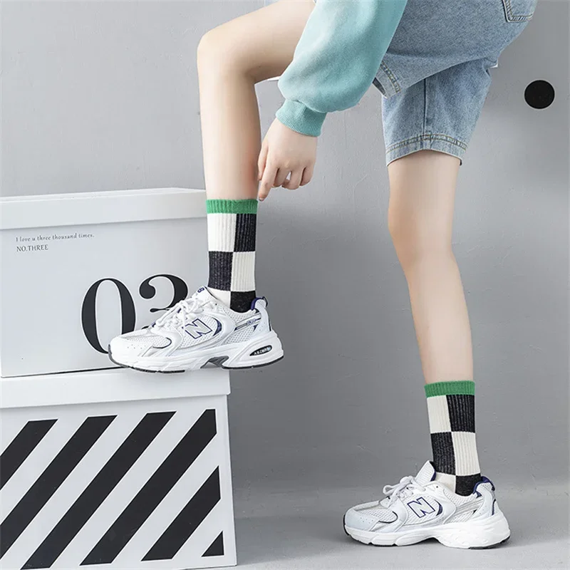 Hip Hop Harajuku Unisex Checkered Creative Funny Skateboard Plaid Socks For Women Men Boys Girls