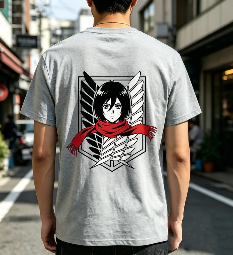 Mikasa Ackerman Wings of Freedom Attack On Titan Back Graphic T Shirt Men Women Cotton Short Sleeve Tee Streetwear Casual