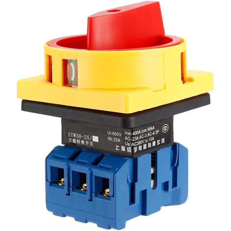 مفتاح التحول الدوار 2 موضع تشغيل/إيقاف، 660 فولت 25 أمبير 6 محطات كام محدد، مفتاح التحكم في الإغلاق للمحرك