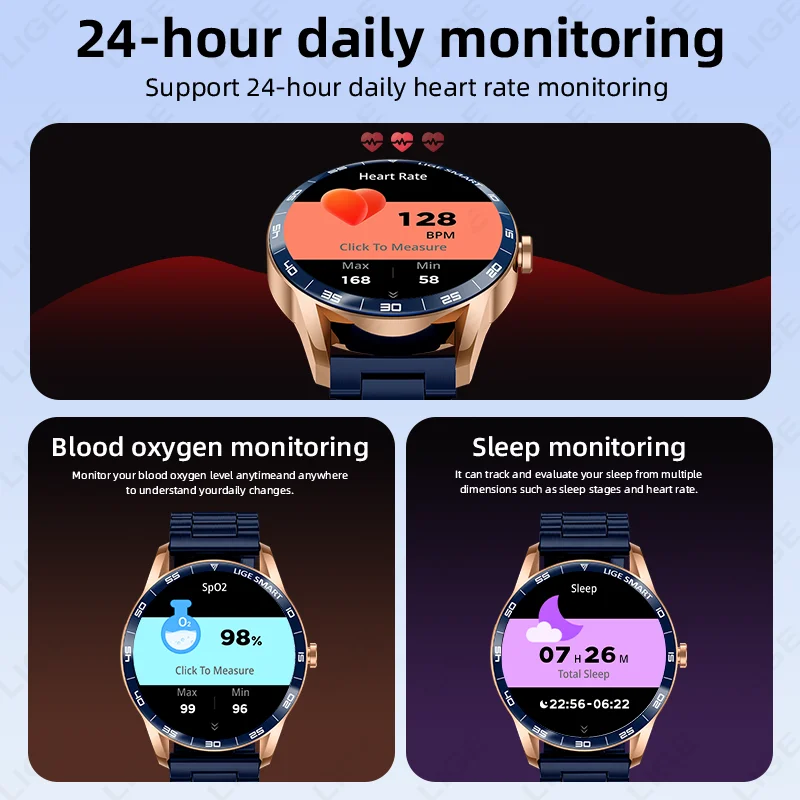 LUIK Smart Watch Draadloos bellen Sport Fitness Tracker Slaapgezondheid Monitor Informatieherinnering AI Voice Waterdichte smartwatch