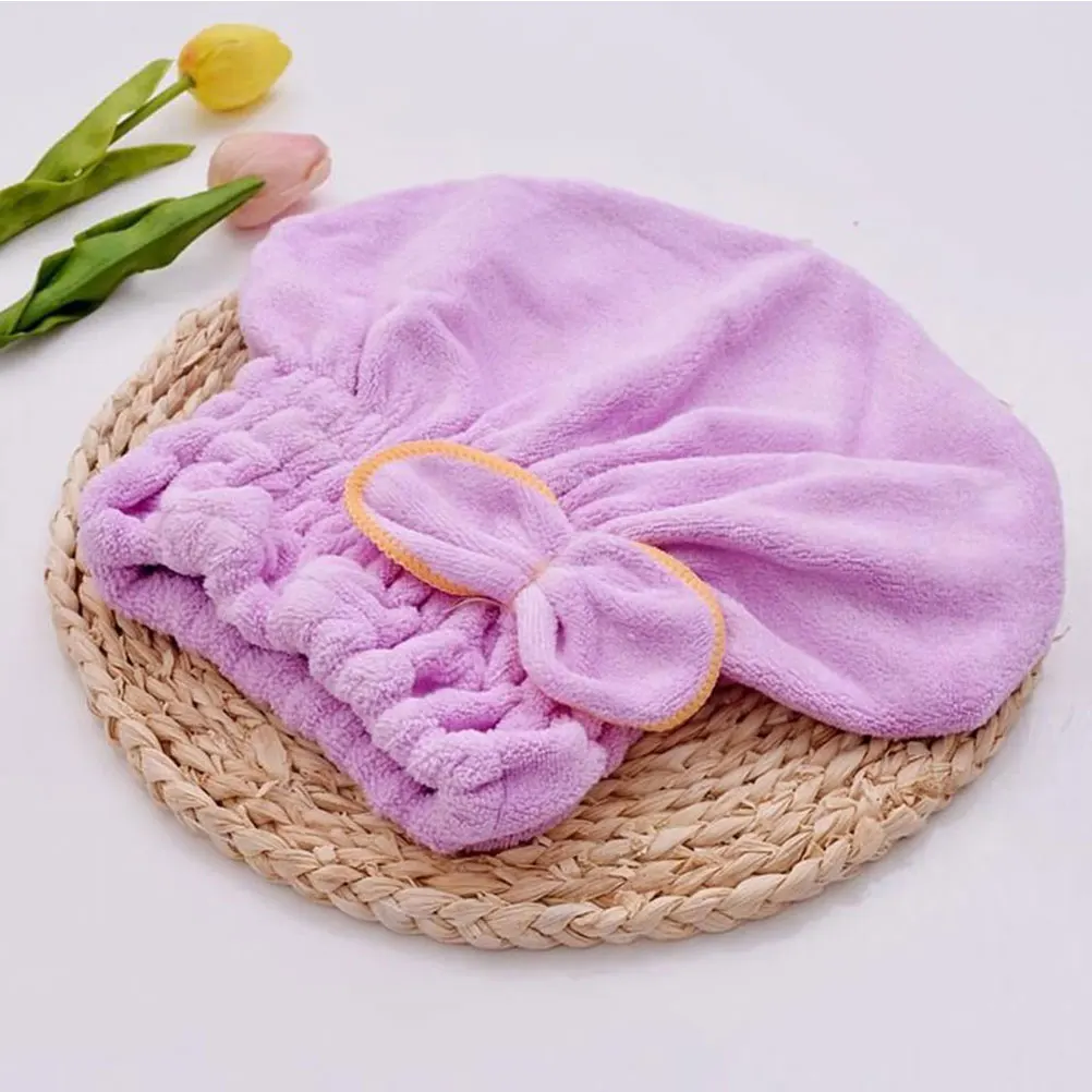 

Microfiber Hair Drying Cap Quick Dry Bath Towels Shower Violet Elastic Soft Coral Fleece Absorbent Fast Home Gym