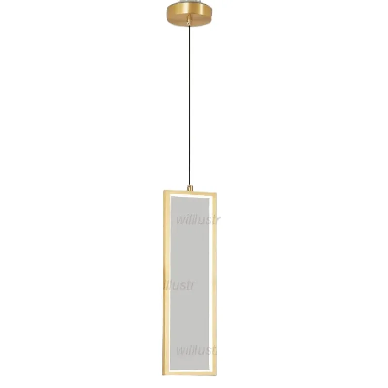 

Copper Rectangle Led Suspension Light Creative Geometric Frame Pendant Lamp Hotel Cafe Bar Silica Gel Hanging Ceiling Chandelier