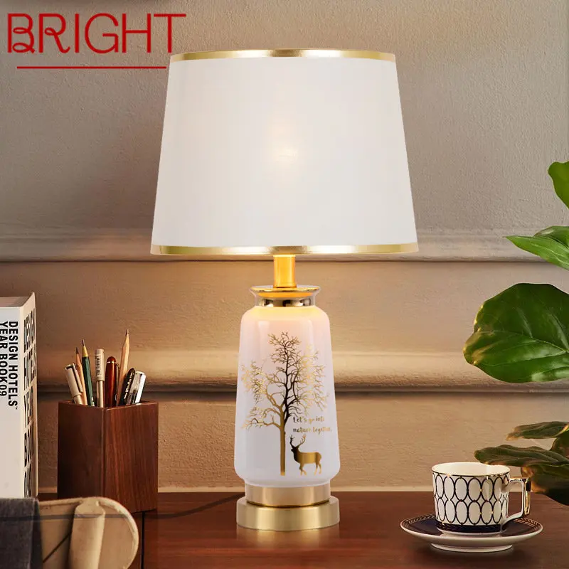 

BRIGHT Modern Ceramics Table Lamp LED Dimming Creative Nordic Vintage Desk Light for Home Living Room Bedroom Bedside