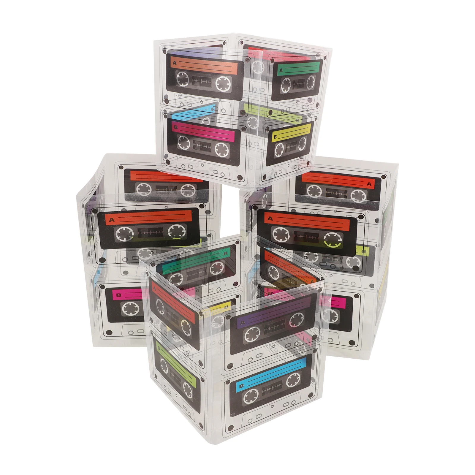 

4pcs Cassette Tape Shaped Boxes Vintage 80s Party Decor Containers Multi function Holder Table Centerpieces