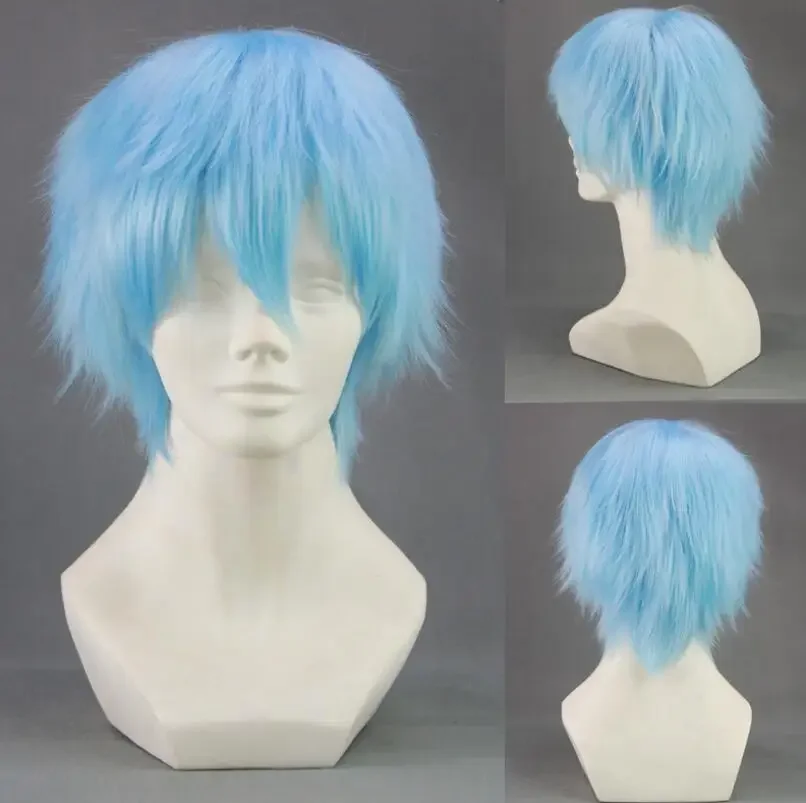 Kuroko no Basket Tetsuya Kuroko Cosplay Wig 30cm Short Light Blue Men Synthetic Hair Perucas Cosplay Wig+Wig Cap