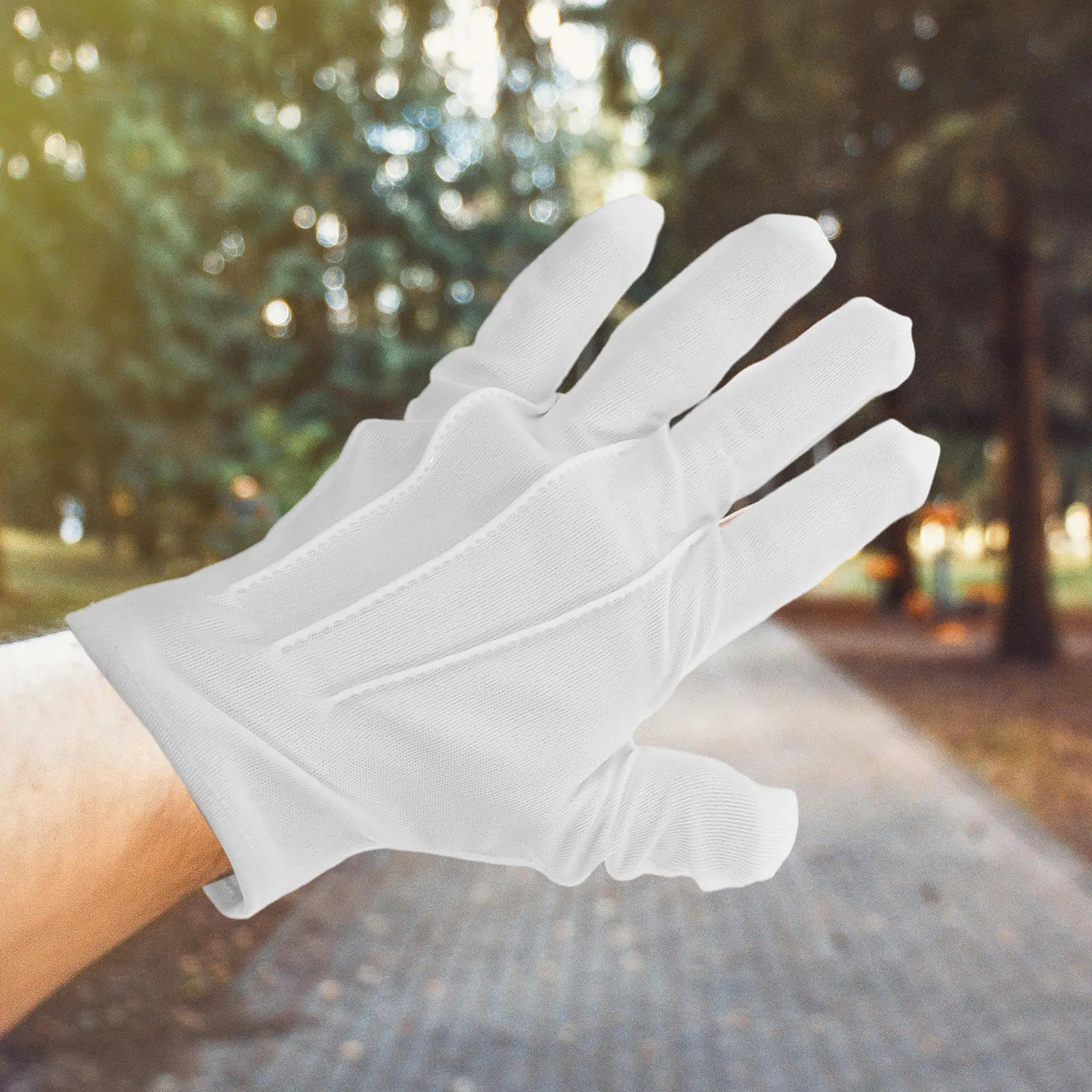 10Pairs Dustproof White Breathable Gloves Protective Jewelry Handling Gloves for Inspection Crafts Store Use Protective
