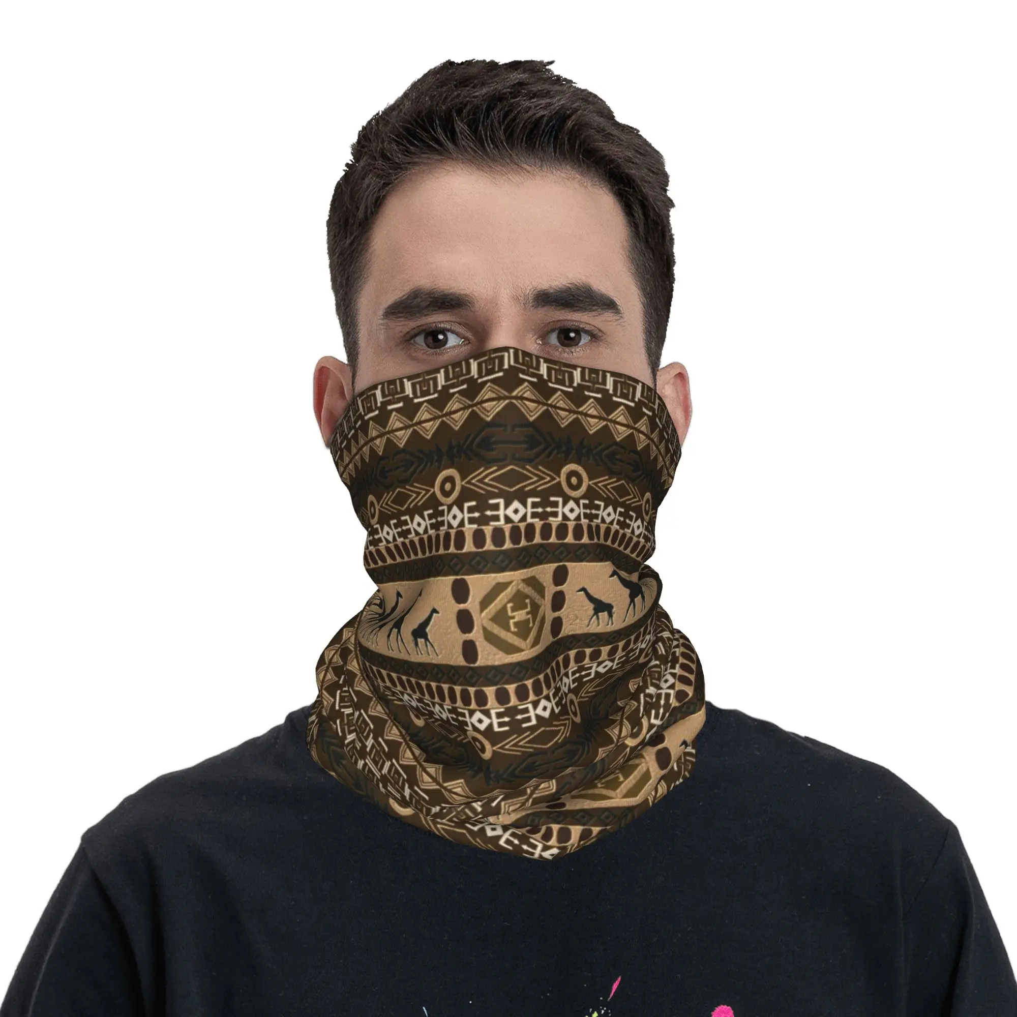 African Tribal Wildlife Bandana Neck Cover Printed Mask Scarf Multi-use Headband Outdoor Sports Unisex Adult